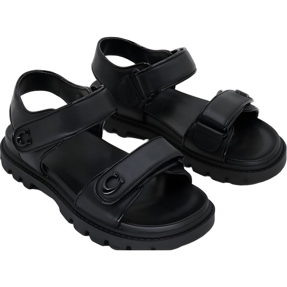 Coach Brynn Double-Band Sport Sandal Black Leather 7M US EU 37.5 - Picture 4 of 6